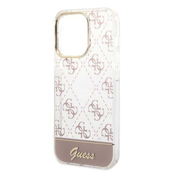 Guess iPhone 14 Pro Cover Bottom Stripe Script Logo Lyserød