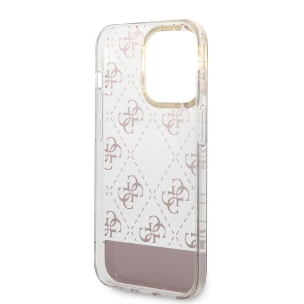Guess iPhone 14 Pro Cover Bottom Stripe Script Logo Lyserød