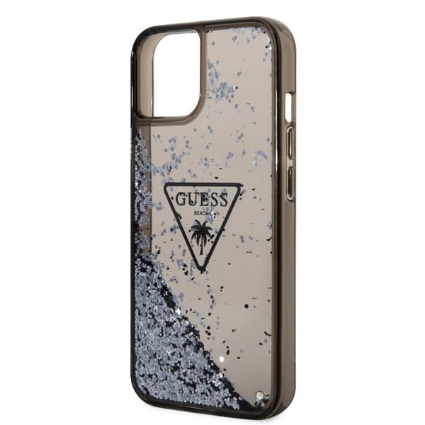 Guess iPhone 14 Kuori Liquid Glitter Translucent Musta