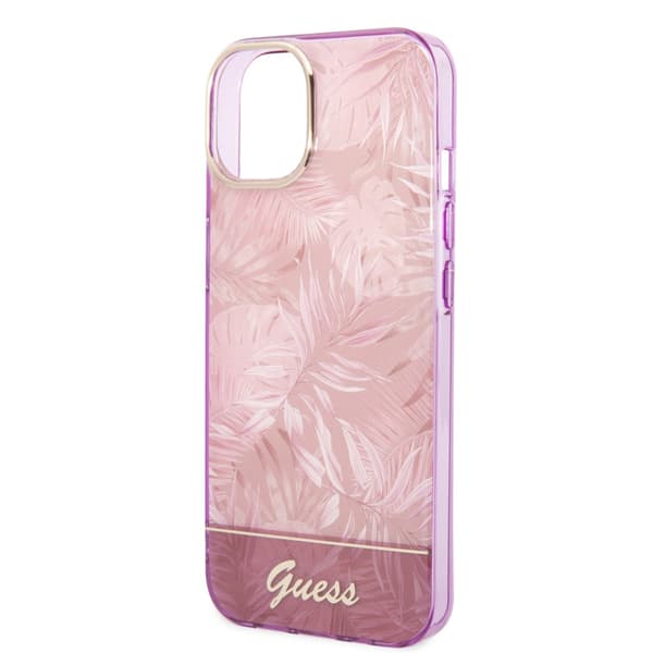 Guess iPhone 14 Plus Cover Jungle Lyserød