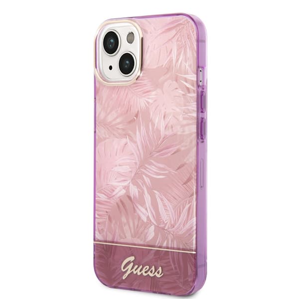 Guess iPhone 14 Plus Cover Jungle Lyserød