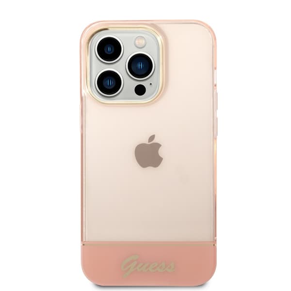 Guess iPhone 14 Pro Cover Translucent Lyserød