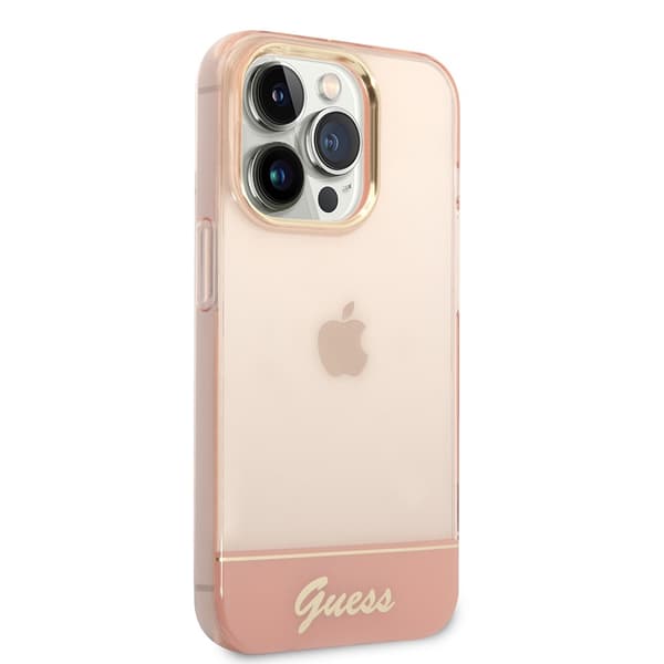 Guess iPhone 14 Pro Cover Translucent Lyserød