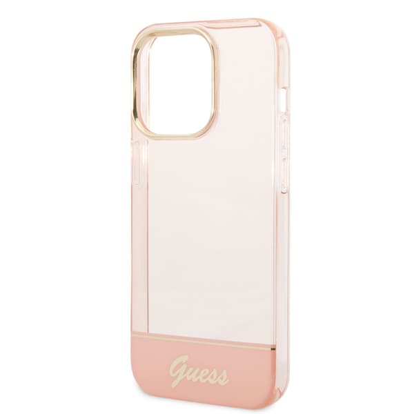 Guess iPhone 14 Pro Cover Translucent Lyserød