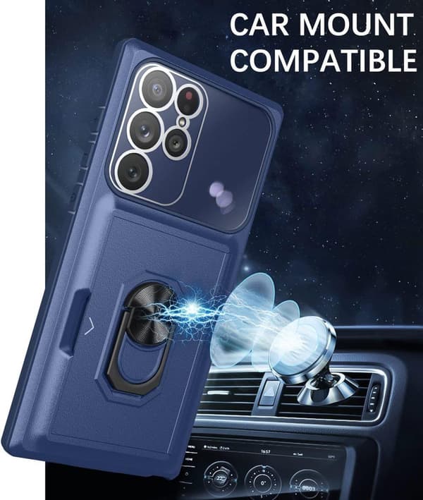 Samsung Galaxy S22 -Multifunktionel 3-i-1 Hybrid Taske/Sag med kortplads - SORT