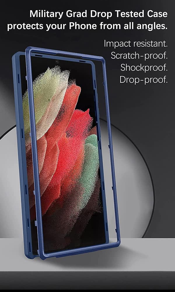 Samsung Galaxy S22 -Multifunktionel 3-i-1 Hybrid Taske/Sag med kortplads - SORT