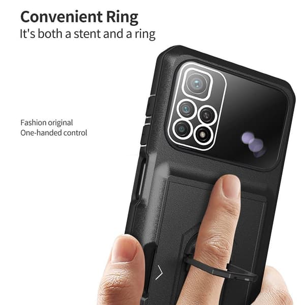 Samsung Galaxy S21 FE 5G-Multifunktionell 3-i-1 Hybrid  Skal/Fodral med kortplats - SVART