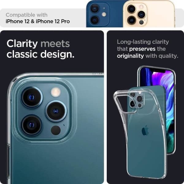 Skal till iPhone 12 Pro - Spigen - Liquid Crystal - Genomskinlig - Mjuk - TPU
