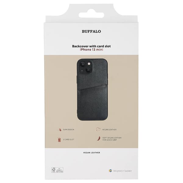 Cover PU 1 Kort - iPhone 13 Mini Sort