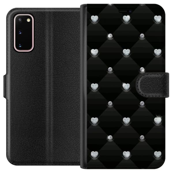 Samsung Galaxy S20 Tegnebogsetui Bling Hjerte