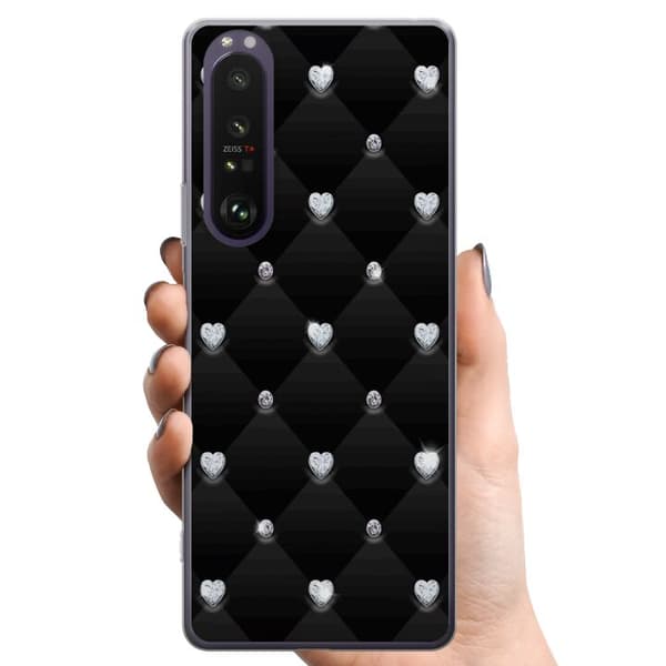Sony Xperia 1 III TPU Mobildeksel Diamant Hjerte