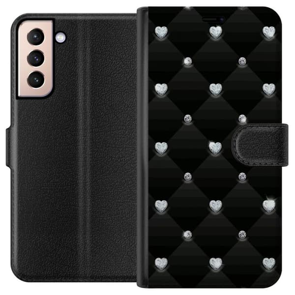 Samsung Galaxy S21 Plånboksfodral Bling Heart