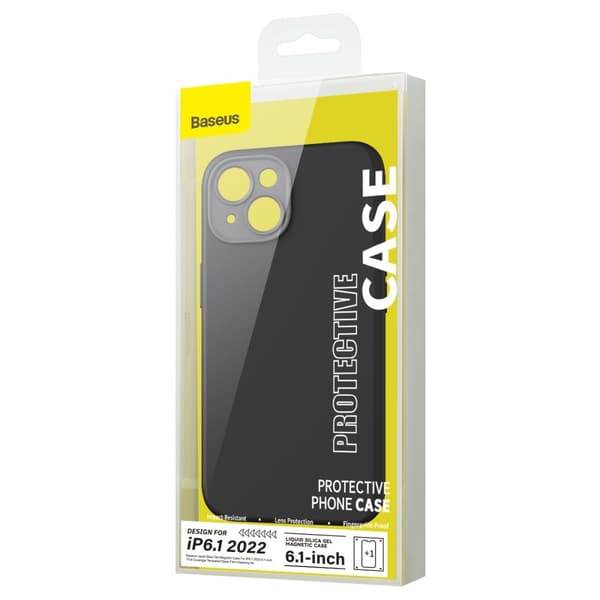 Baseus iPhone 14 Plus Skal Liquid Silica Gel MagSafe Svart