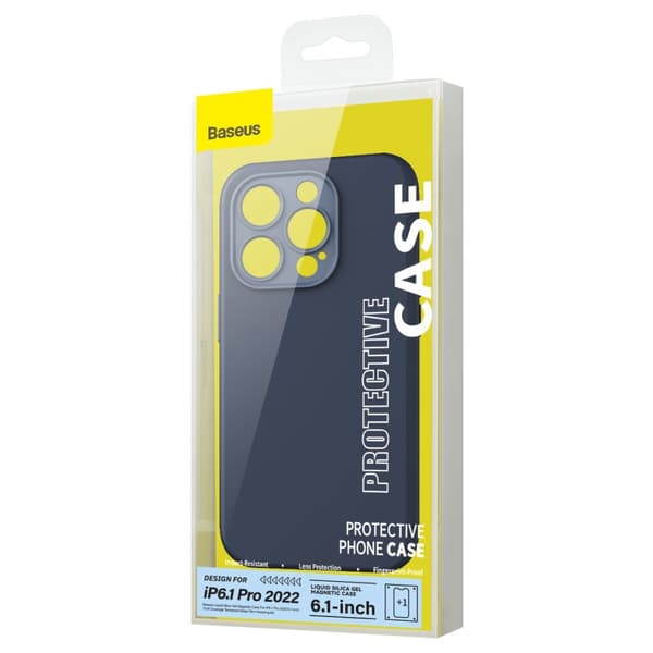 Baseus iPhone 14 Pro Max Kuori Liquid Silica Gel MagSafe Sininen