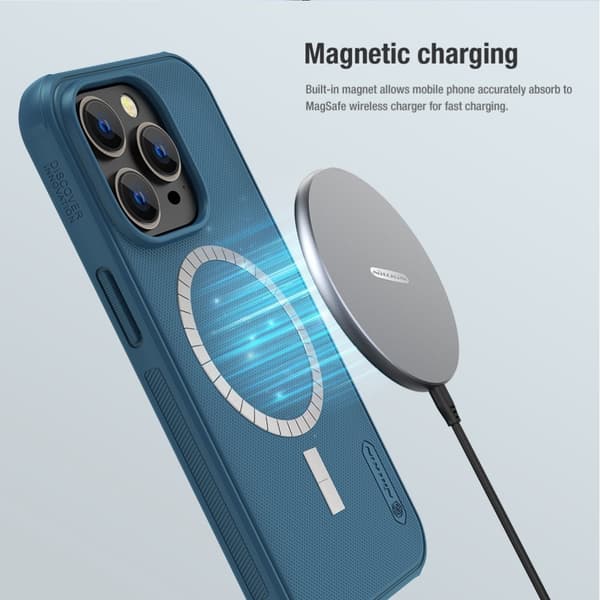 Nillkin iPhone 14 Pro Skal Frosted Shield Pro MagSafe Blå