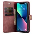 Pikkukuva 2 / 11: DG MING iPhone 14 Plus 2-in-1 magneetti lompakkokotelo - Punainen
