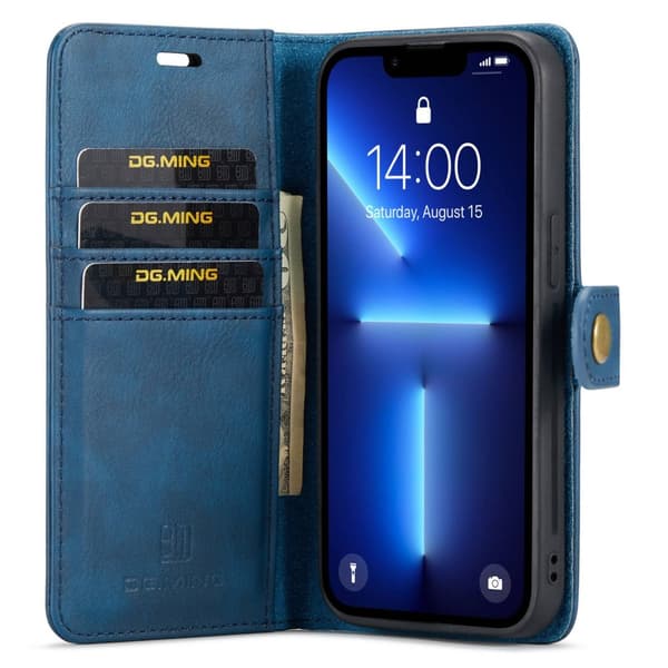 DG MING iPhone 14 Pro 2-i-1 Magnet Pungetui - Blå