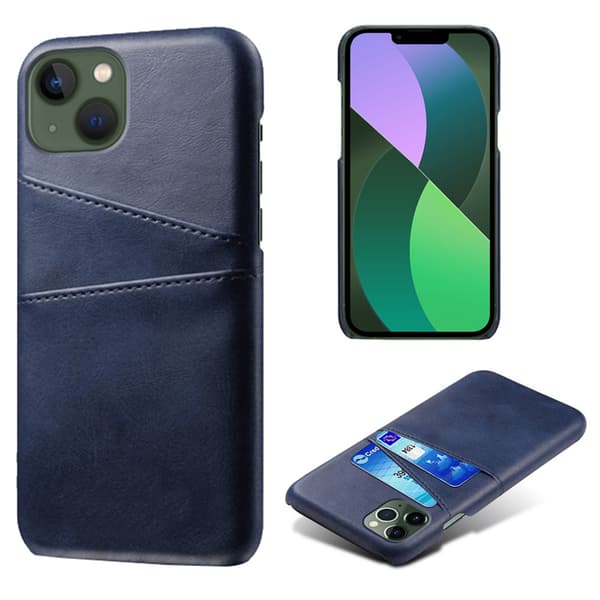 SKALO iPhone 14 PU-læder Kortholder Cover - Blå
