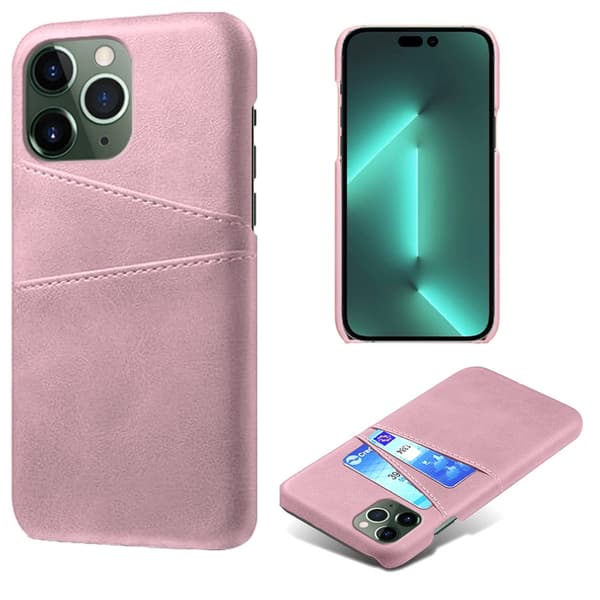 SKALO iPhone 14 Pro PU-læder Kortholder Cover - Rosa guld