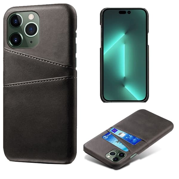 SKALO iPhone 14 Pro PU-læder Kortholder Cover - Sort