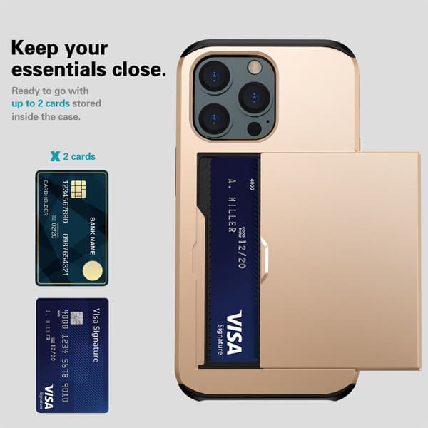 SKALO iPhone 14 Pro Max Armor Cover kortholder - Guld