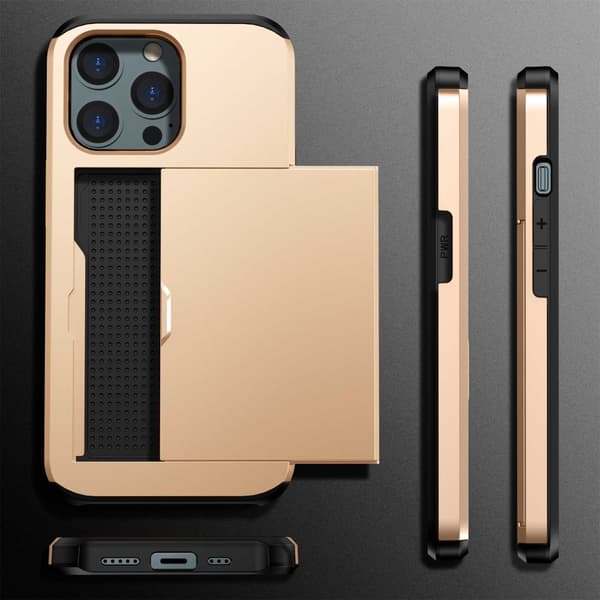 SKALO iPhone 14 Pro Max Armor Cover kortholder - Guld