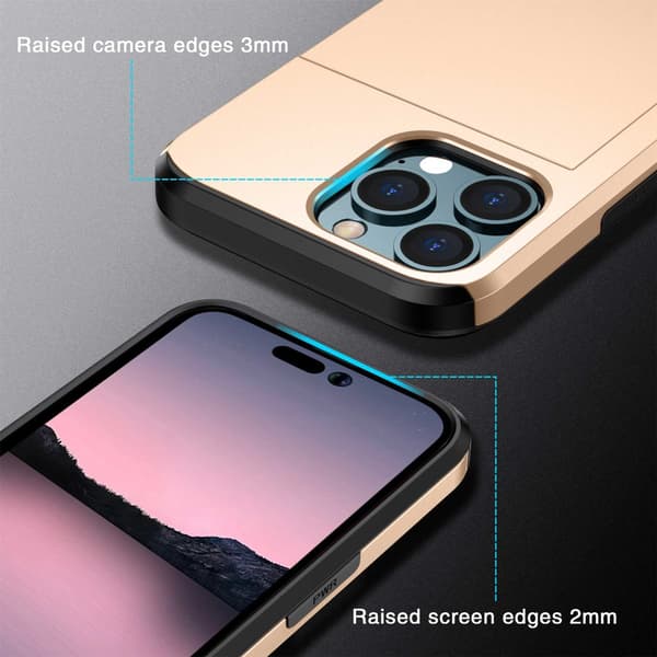 SKALO iPhone 14 Pro Max Armor Cover kortholder - Guld