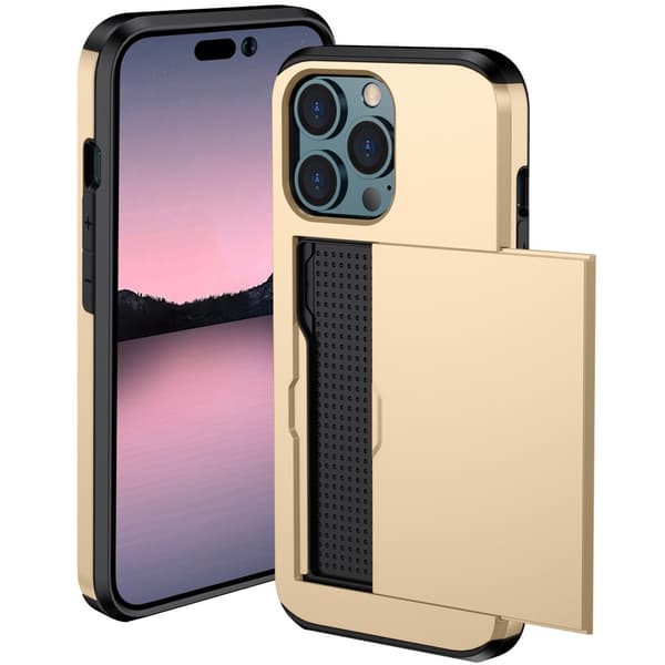SKALO iPhone 14 Pro Max Armor Cover kortholder - Guld