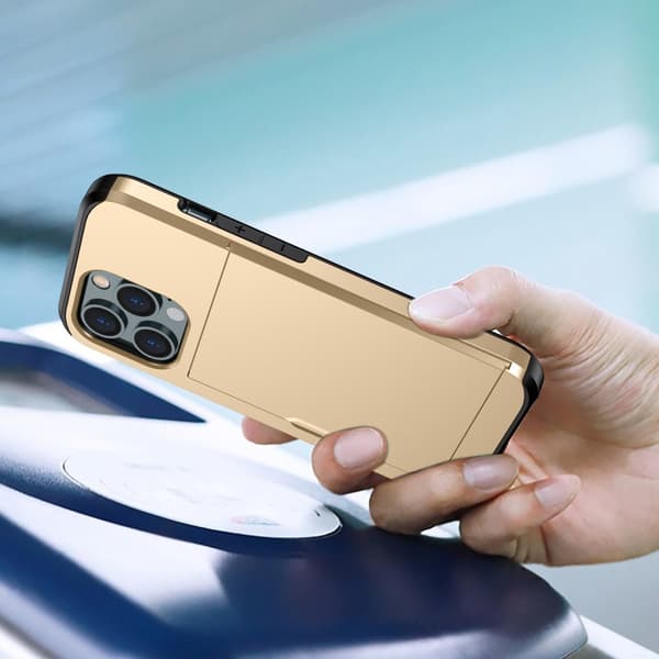SKALO iPhone 14 Pro Max Armor Cover kortholder - Guld