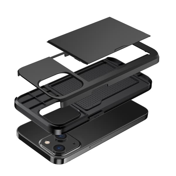 SKALO iPhone 14 Plus Armor Suojakuori korttikotelo - Musta