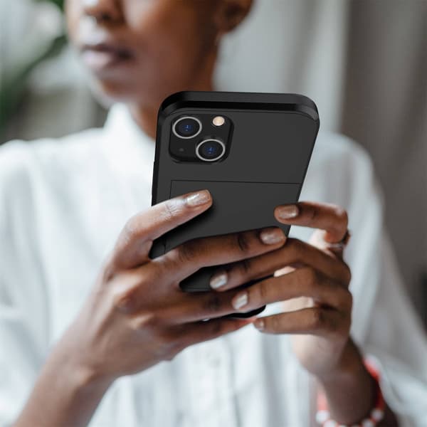 SKALO iPhone 14 Plus Armor Suojakuori korttikotelo - Musta