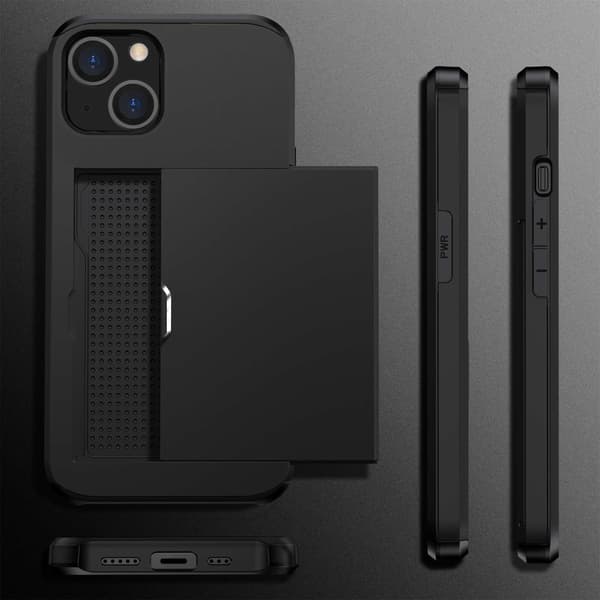 SKALO iPhone 14 Plus Armor Suojakuori korttikotelo - Musta