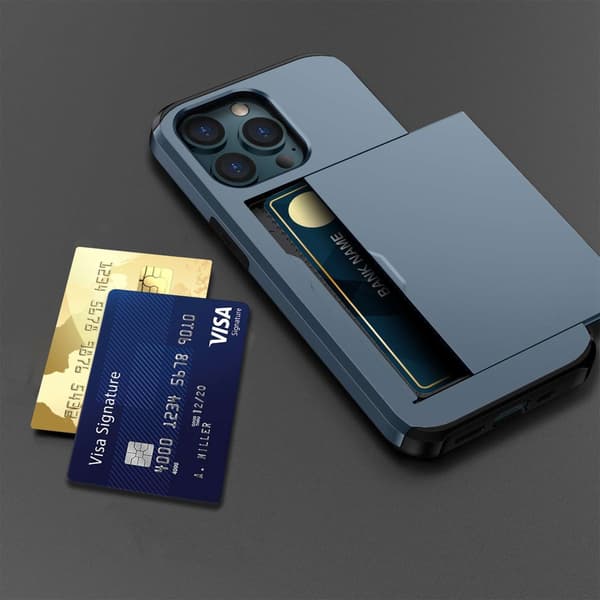 SKALO iPhone 14 Pro Armor Cover kortholder - Blå
