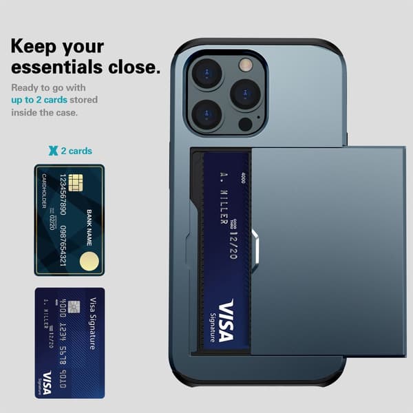 SKALO iPhone 14 Pro Armor Cover kortholder - Blå
