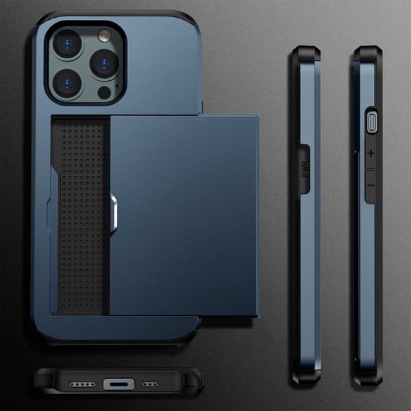 SKALO iPhone 14 Pro Armor Cover kortholder - Blå