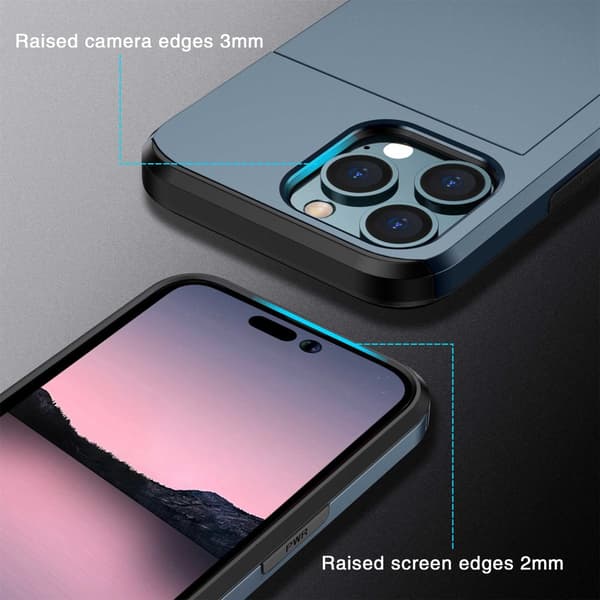 SKALO iPhone 14 Pro Armor Cover kortholder - Blå
