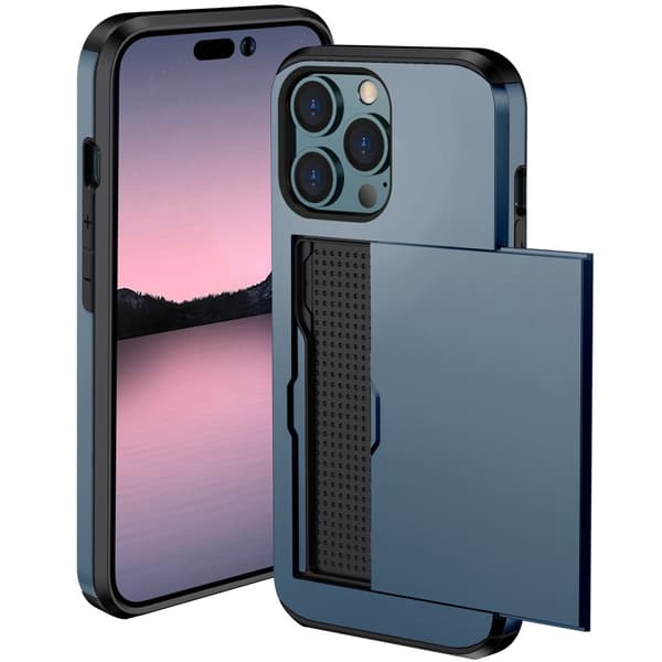 SKALO iPhone 14 Pro Armor Cover kortholder - Blå