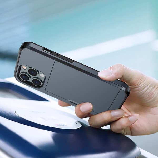 SKALO iPhone 14 Pro Armor Cover kortholder - Blå