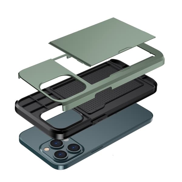 SKALO iPhone 14 Pro Armor Cover kortholder - Grøn