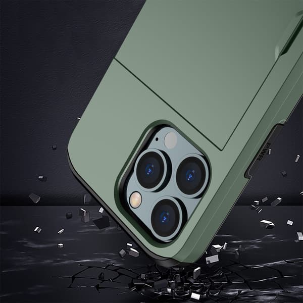 SKALO iPhone 14 Pro Armor Cover kortholder - Grøn