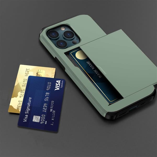 SKALO iPhone 14 Pro Armor Cover kortholder - Grøn