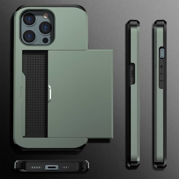 SKALO iPhone 14 Pro Armor Cover kortholder - Grøn