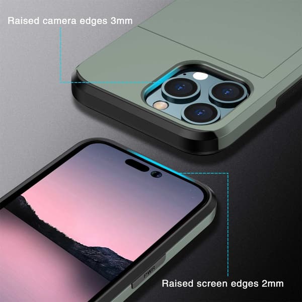 SKALO iPhone 14 Pro Armor Cover kortholder - Grøn