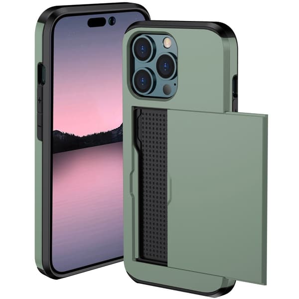 SKALO iPhone 14 Pro Armor Cover kortholder - Grøn