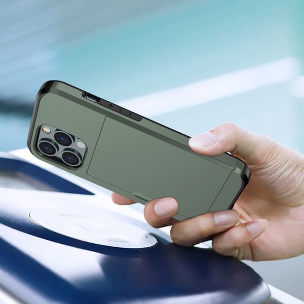 SKALO iPhone 14 Pro Armor Cover kortholder - Grøn