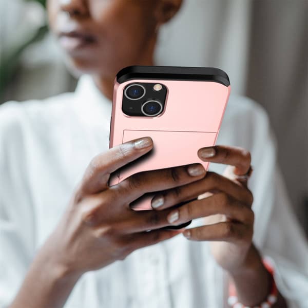 SKALO iPhone 14 Armor Skal Korthållare - Roséguld