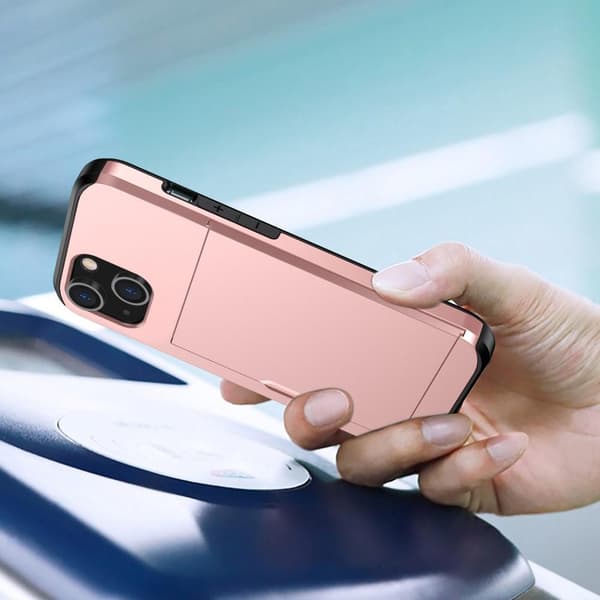 SKALO iPhone 14 Armor Skal Korthållare - Roséguld