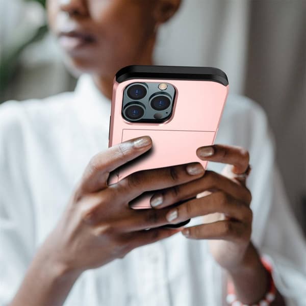 SKALO iPhone 14 Pro Armor Cover kortholder - Rosa guld