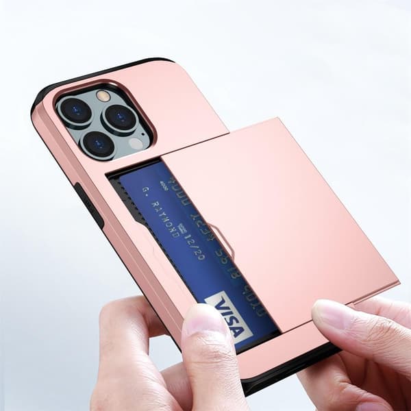 SKALO iPhone 14 Pro Armor Cover kortholder - Rosa guld