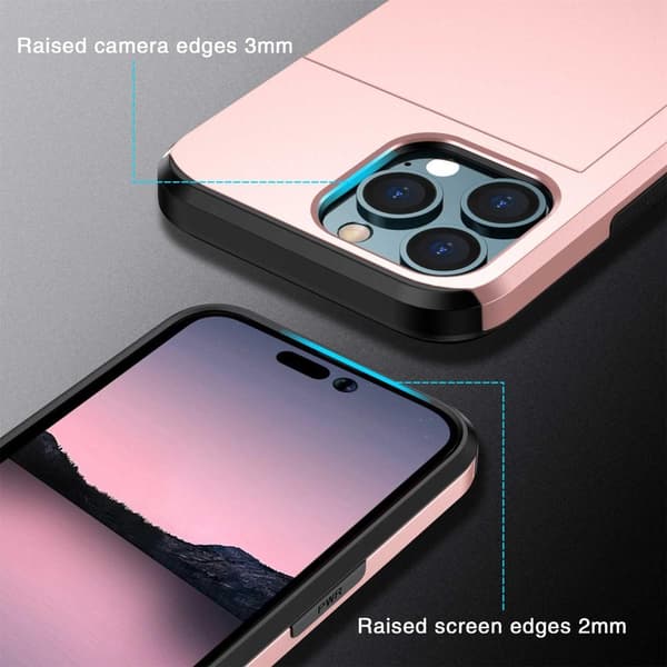SKALO iPhone 14 Pro Armor Cover kortholder - Rosa guld